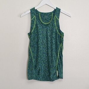 Athleta Women's Small Green And Blue Space Dye Running Tank Reflective